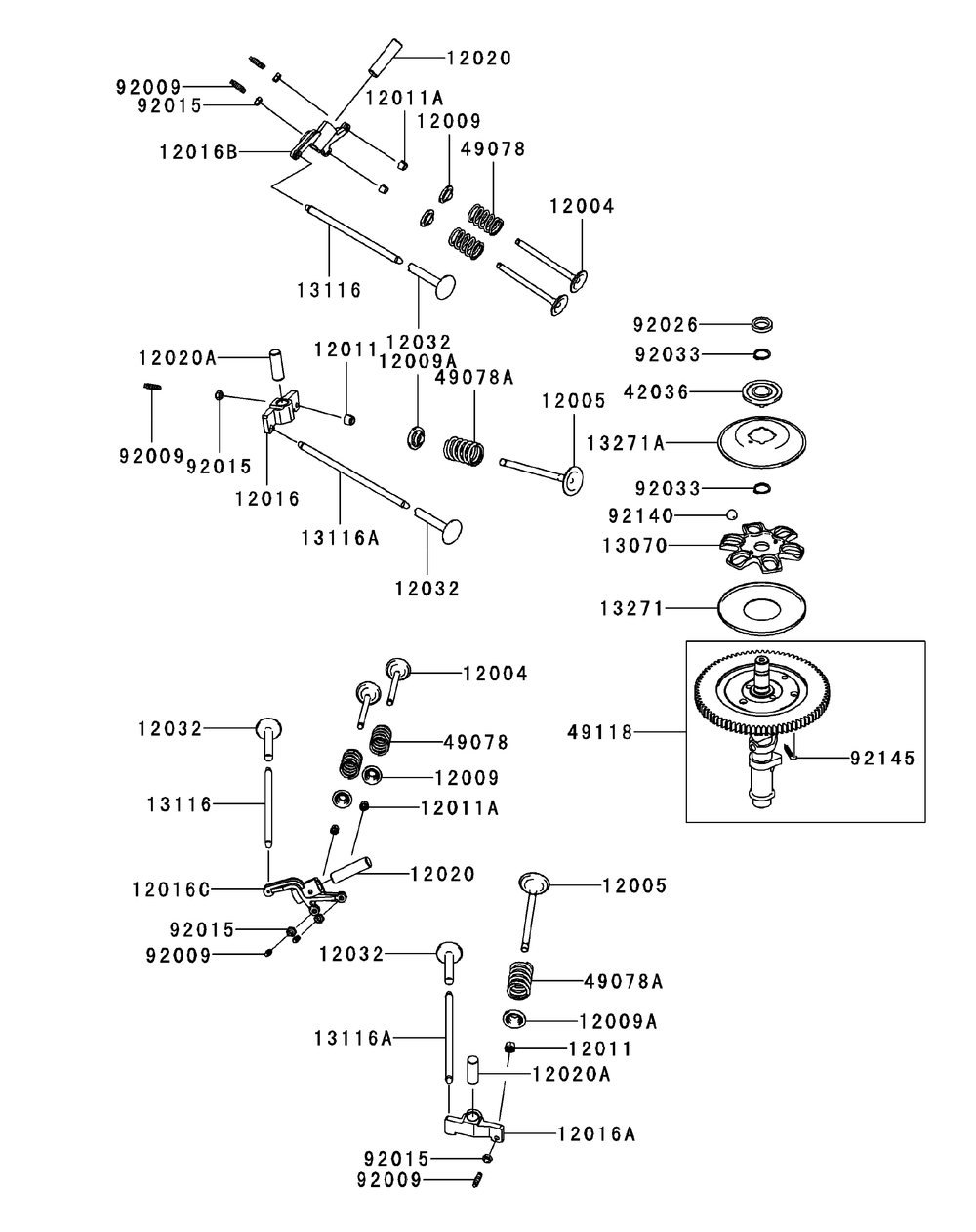 Fx1000v-As00 Valve Camshaft Diagram and Parts List for M72-KW 53AI8CTZ750-37HP-OHV Cub Cadet Lawn Tractor